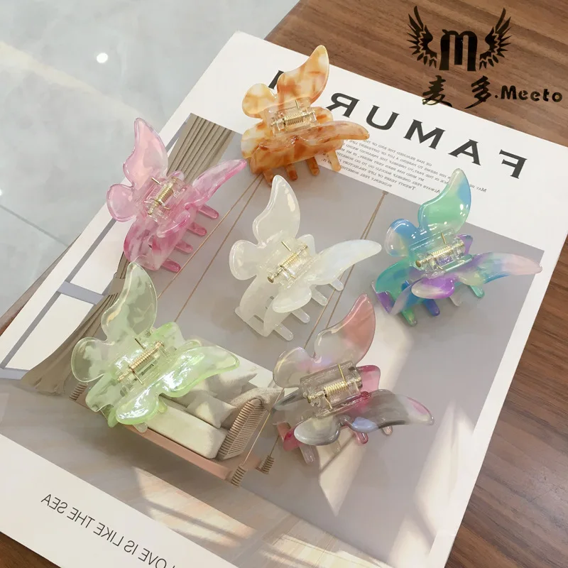Wholesale High Quality Korean Hair Claw Clips Colorful Butterfly Grips Acetate Hair Claw