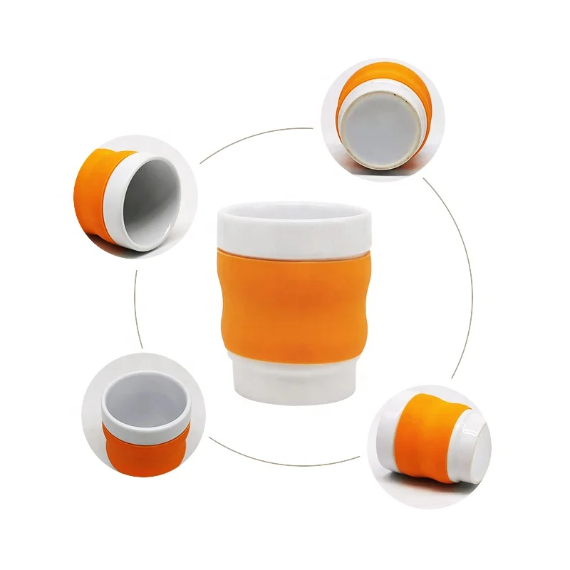 Creative anti-ironing silicone mug Ceramic mug with silicone sleeve travel mug