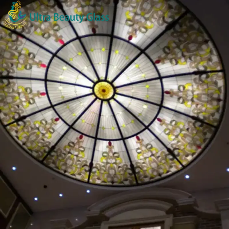 Cheap price decoration tempered stained glass ceiling dome for church glass