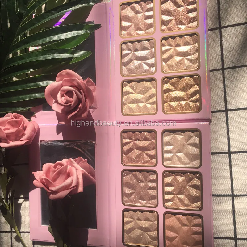 
OEM Pressed Powder make your own brand make up bronzer highlighters makeup 6 shade highlighter palette 