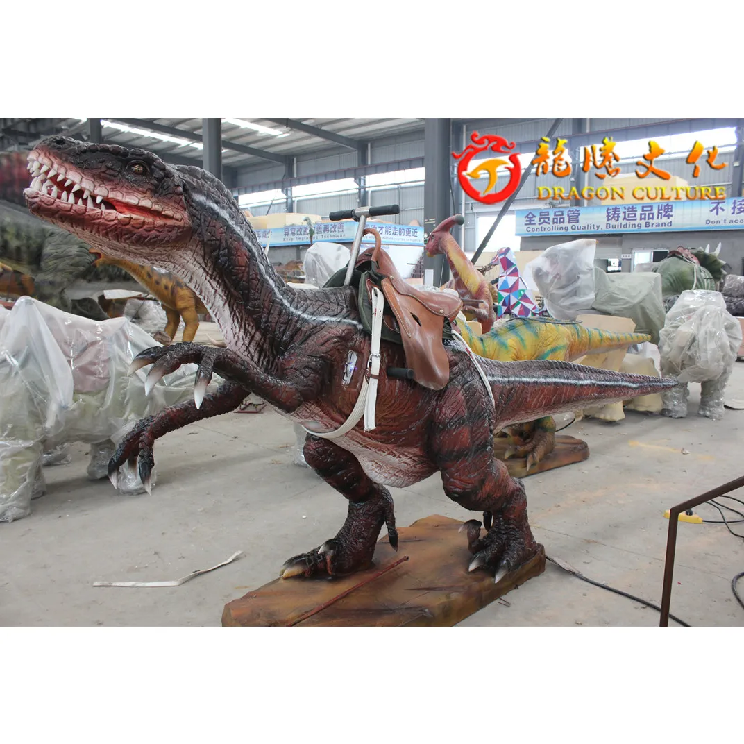 Coin-operated Artificial Mechanical Velociraptor Animatronic Dinosaurs Rides for Kids Amusement Park