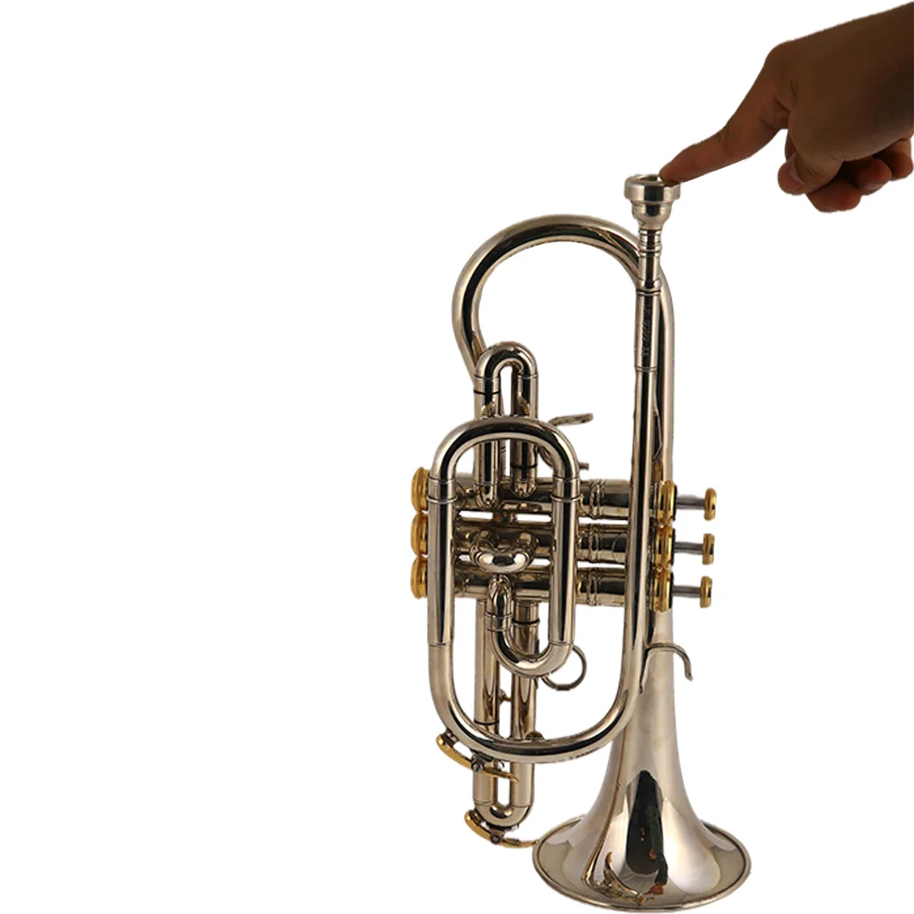 Good quality Japanese style Silver plated / gold lacquer / nickel plated yellow brass bell Eb tone piston Cornet