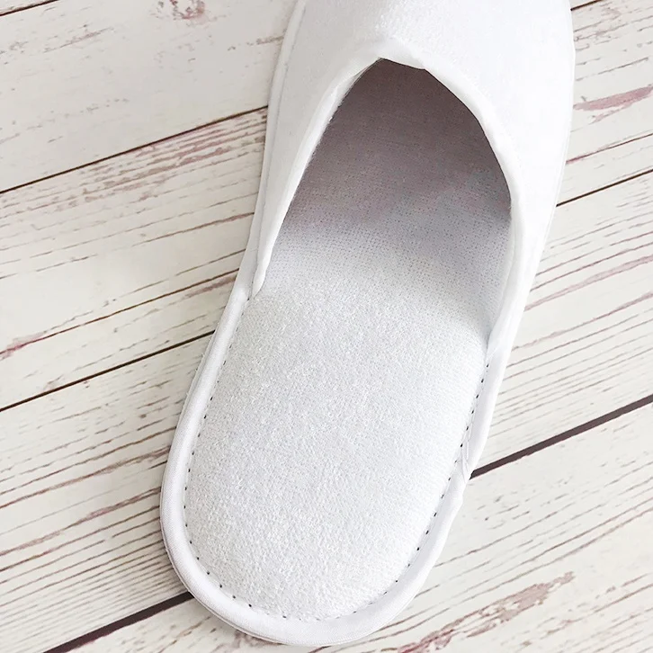 Factory direct hotel home travel hospital indoor cheap plain white terry towel slipper disposable