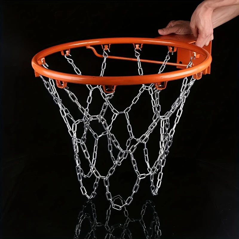 M0060 Heavy Duty 12-Hole Basketball Net Indoor/Outdoor Metal Braided Chain Standard Training Equipment