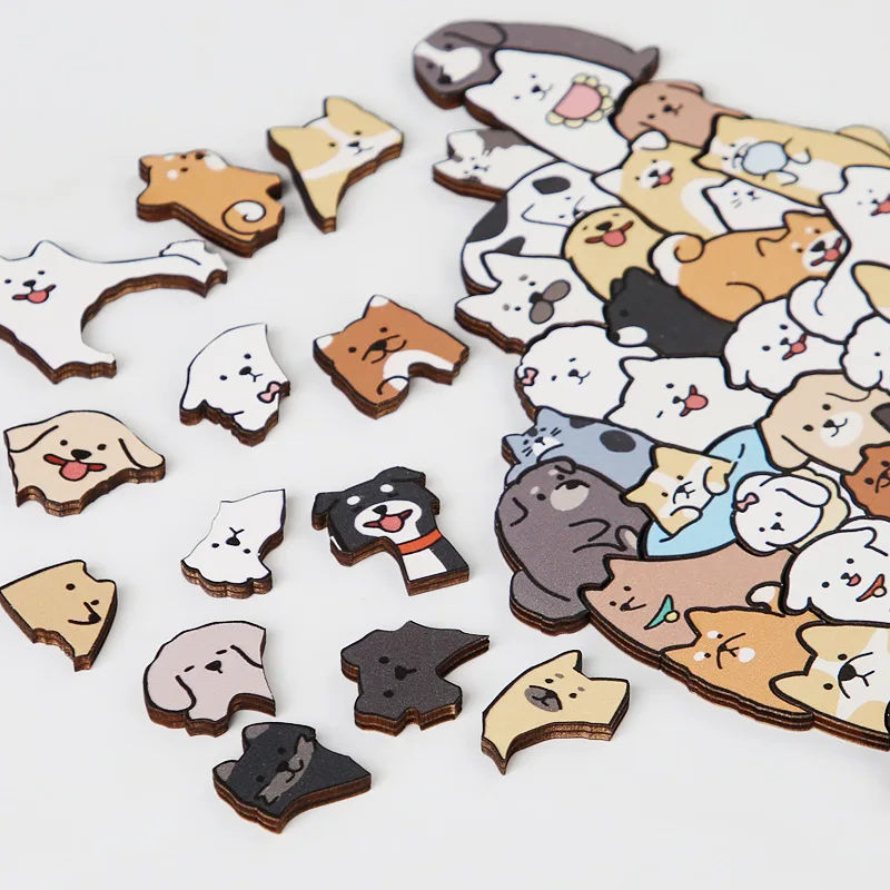 Educational wooden animal stacking jigsaw puzzles cats dogs pandas puzzles