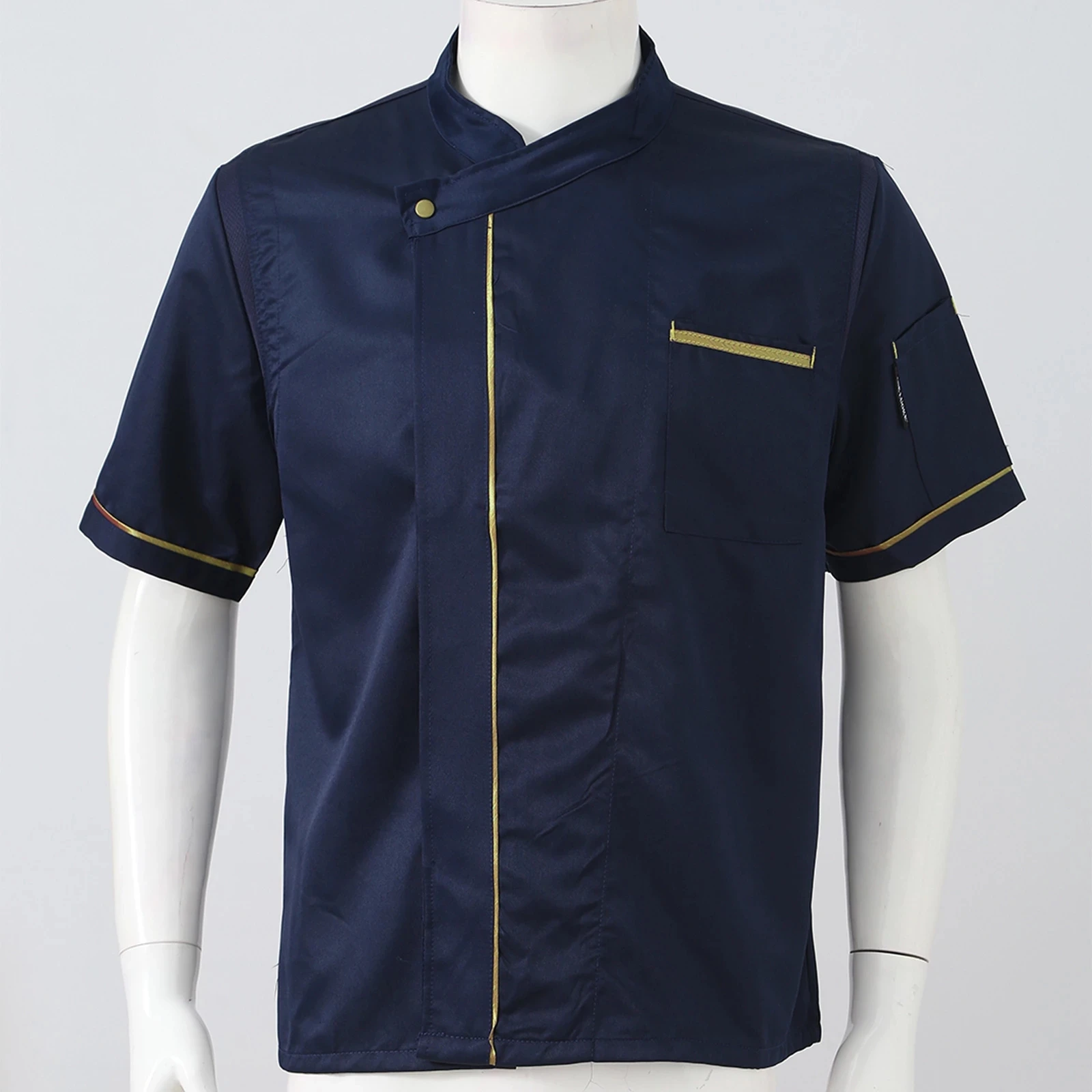 Summer Silky Man Woman  Kitchen Chef Uniform Short Sleeve Work Shirt