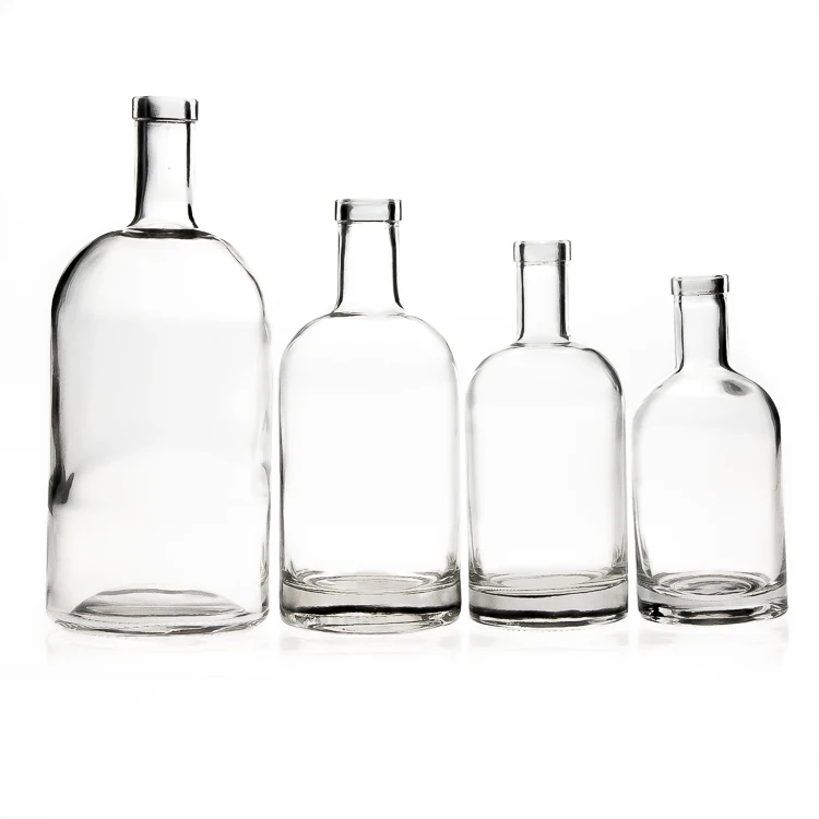 Custom Logo Clear Glass Liquor Bottle 500ml 750ml Nordic Gin Whiskey Vodka Liquor Spirit Bottle for Liquor Rum 500ml