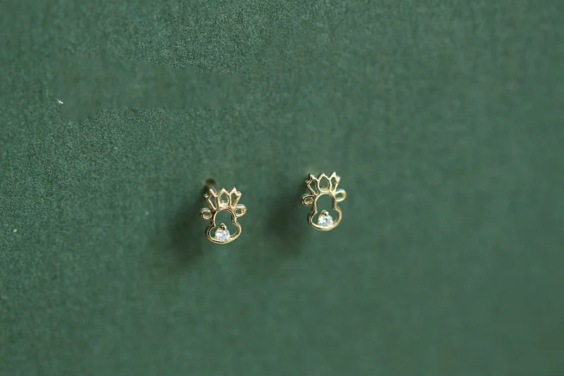 14K Pure Gold Heart Earrings Reindeer Snowflake Studs Dainty Simple Minimal Styles for Wedding or Gifts Kids kj150 12