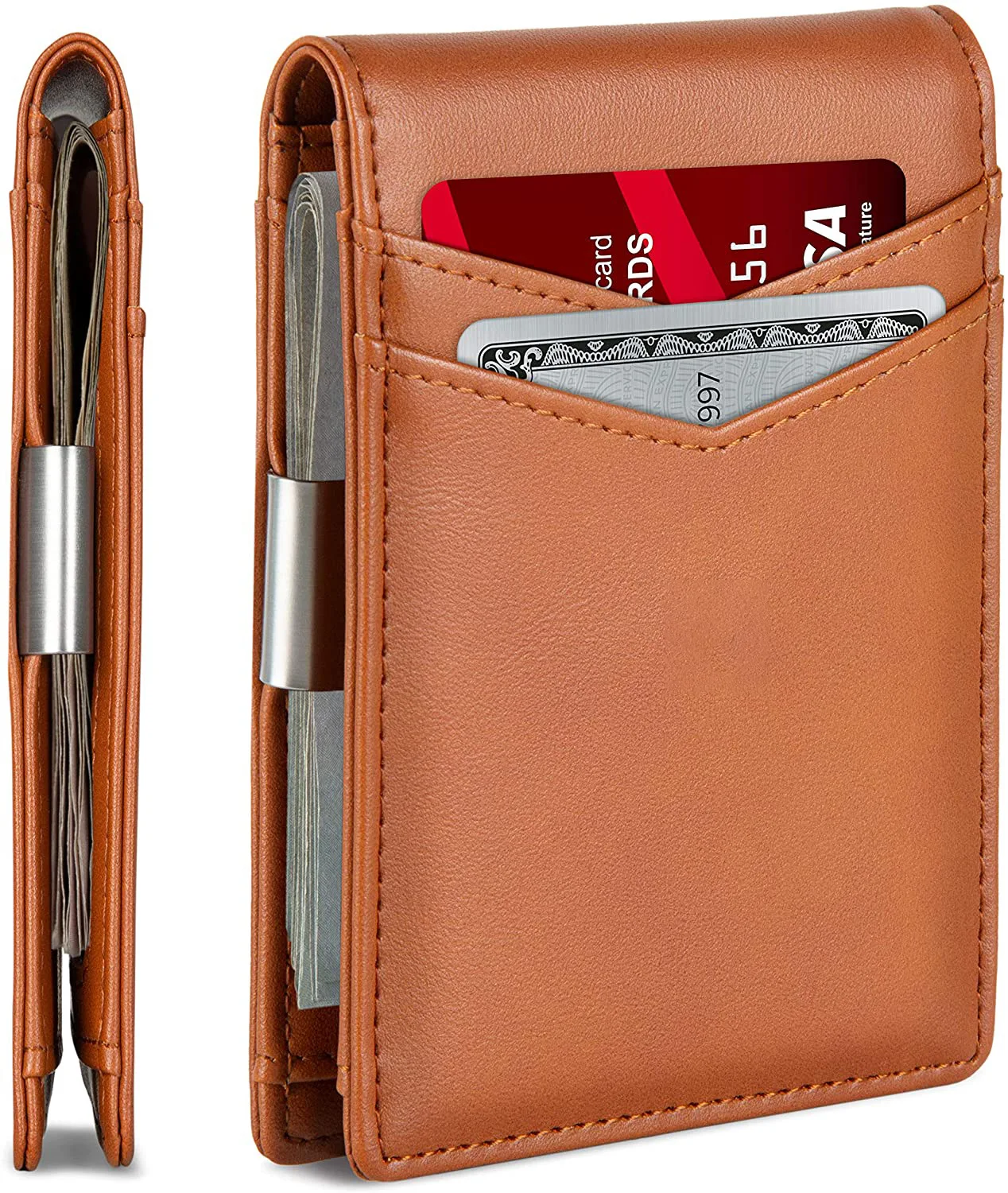 Лидер продаж на Amazon сумка для карт кожаный противокражный мужской тонкий бумажник с RFID-блокировкой и зажимом