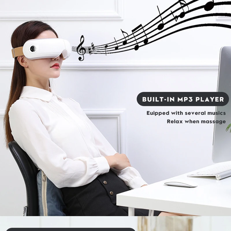Health machine electric vibrating eye massager heated as seen on tv with heating, air pressure, music