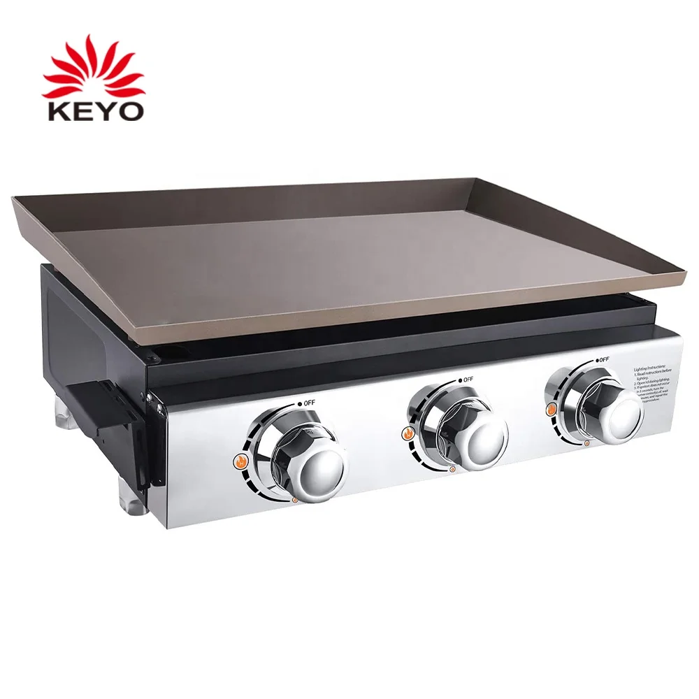 Plancha Gaz Stainless Steel 23 Inch 3 Burners Propane Portable Gas Grills