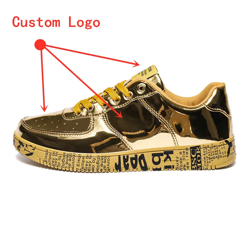 Custom Design Unisex Glossy sport classic sneaker Plus Size 11 12 fashion walk style shoes men casual shoes