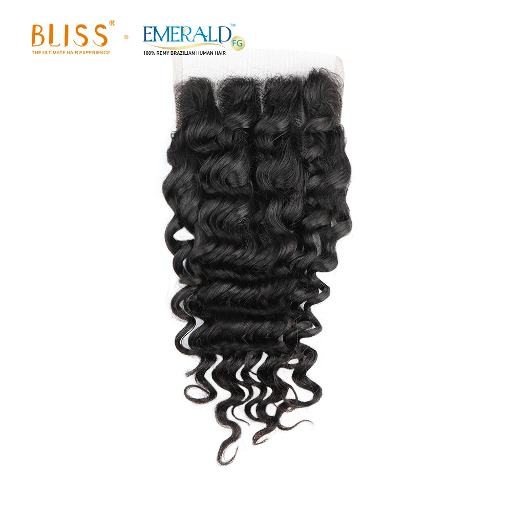 Bliss Emerald 3+1 Deep Wave Brazilian Human Hair Bundles Meches Humain 3 Bundles with Lace Closure and Frontal