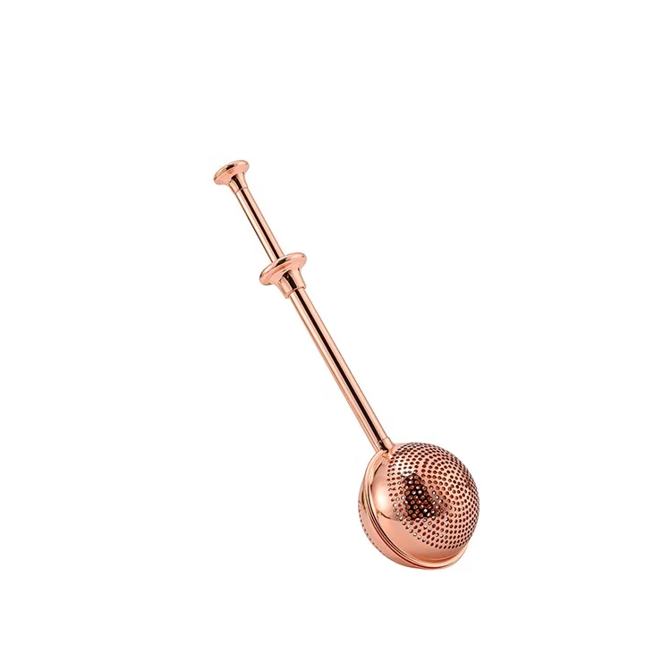 Rose Gold 304 Stainless Steel Tea Ball Infuser Strainer Filter With Long Handle For Loose Leaf Tea