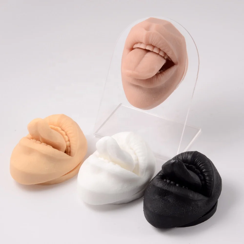 Silicone Model Mouth Teeth Tongue Model  with Acrylic Stand  Puncture Practice Tool  for Piercing Jewelry  Display  Wholesale