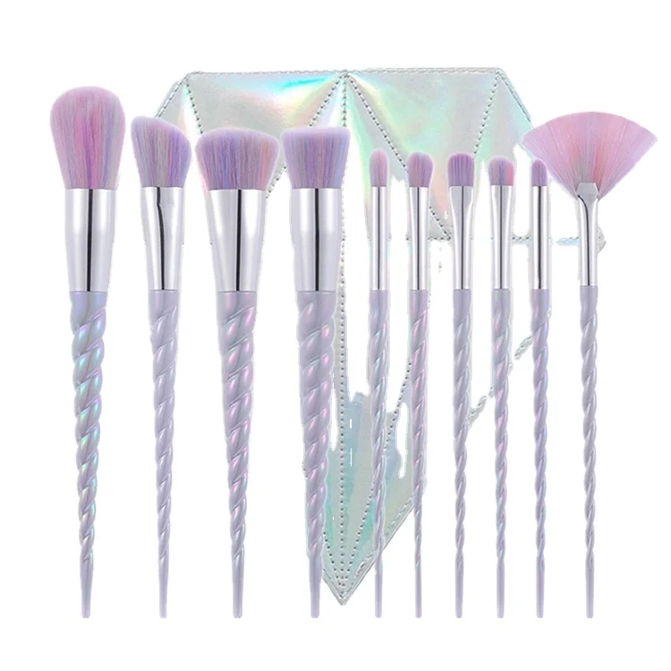 Yaeshii 10pcs  plasticcartoon cute makeup brush set professional portable synthetic fiber makeup brush