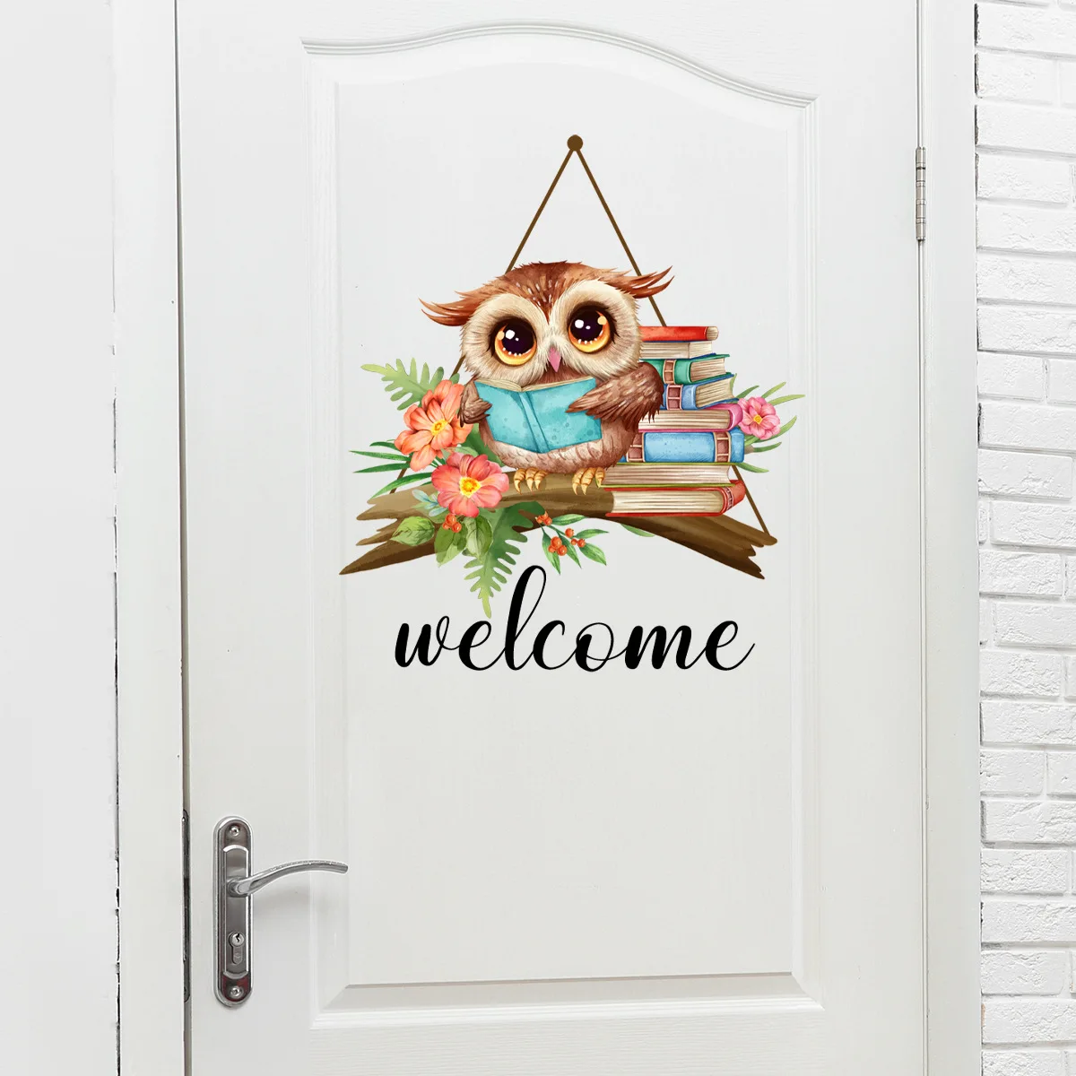 Cartoon Owl English Welcome Wall Decal Living Room Bedroom Door Number Home Decoration Wall Stickers Self-adhesive