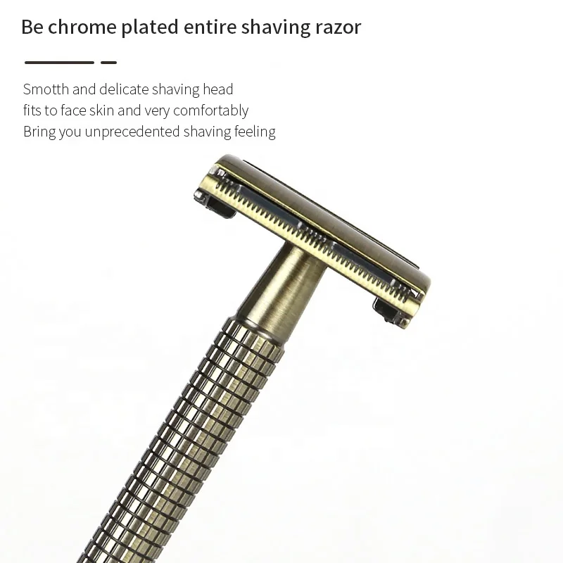 Customized gift package double edge stainless steel metal razor shaving kit for