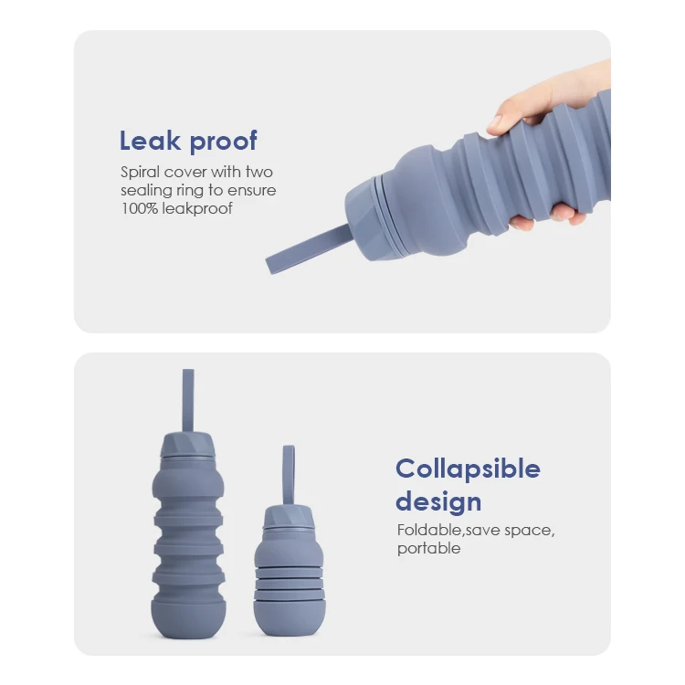 New Design 18oz Portable Sports Drinking Water Bottle Collapsible Camping Hiking Gym Fitness Water Jug Jarra de Agua