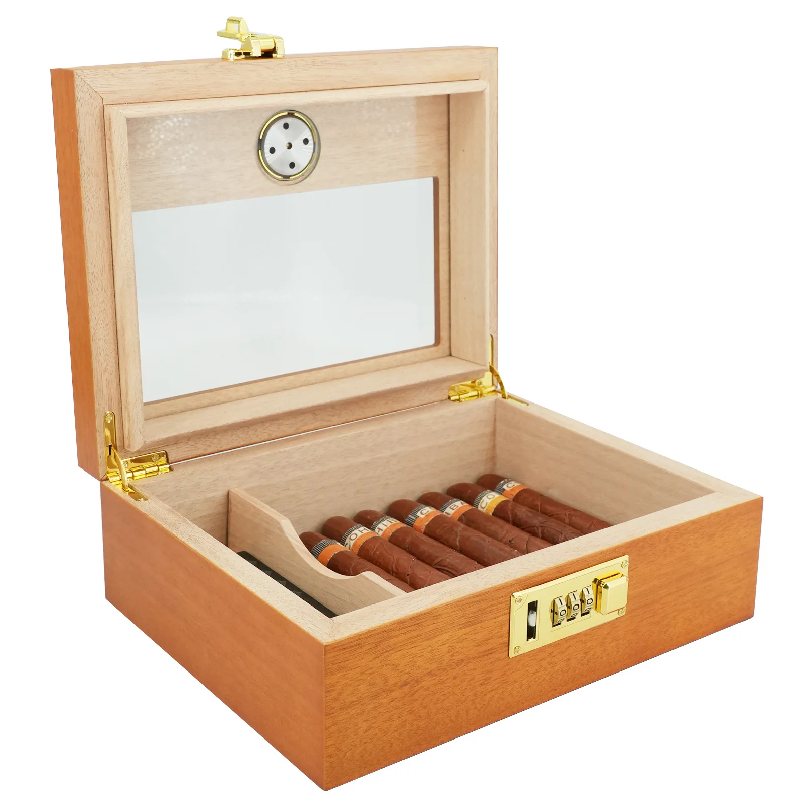 Luxury 6 pack combination lock Cedar Wood Cigar Box  cigar humidor box large humidor cigar gift box for lovers