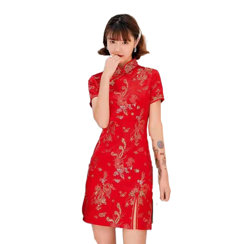Новинка лета 2021, повседневный костюм Тан, платье-Ципао, улучшенное китайское традиционное модное Короткое женское платье в стиле ретро, оптовая продажа
