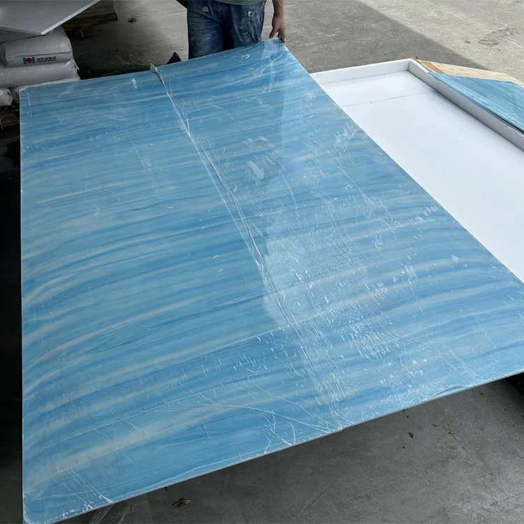 New Design Continue Veins Artificial Onyx Polished Translucent Blue Alabaster Wall Panel