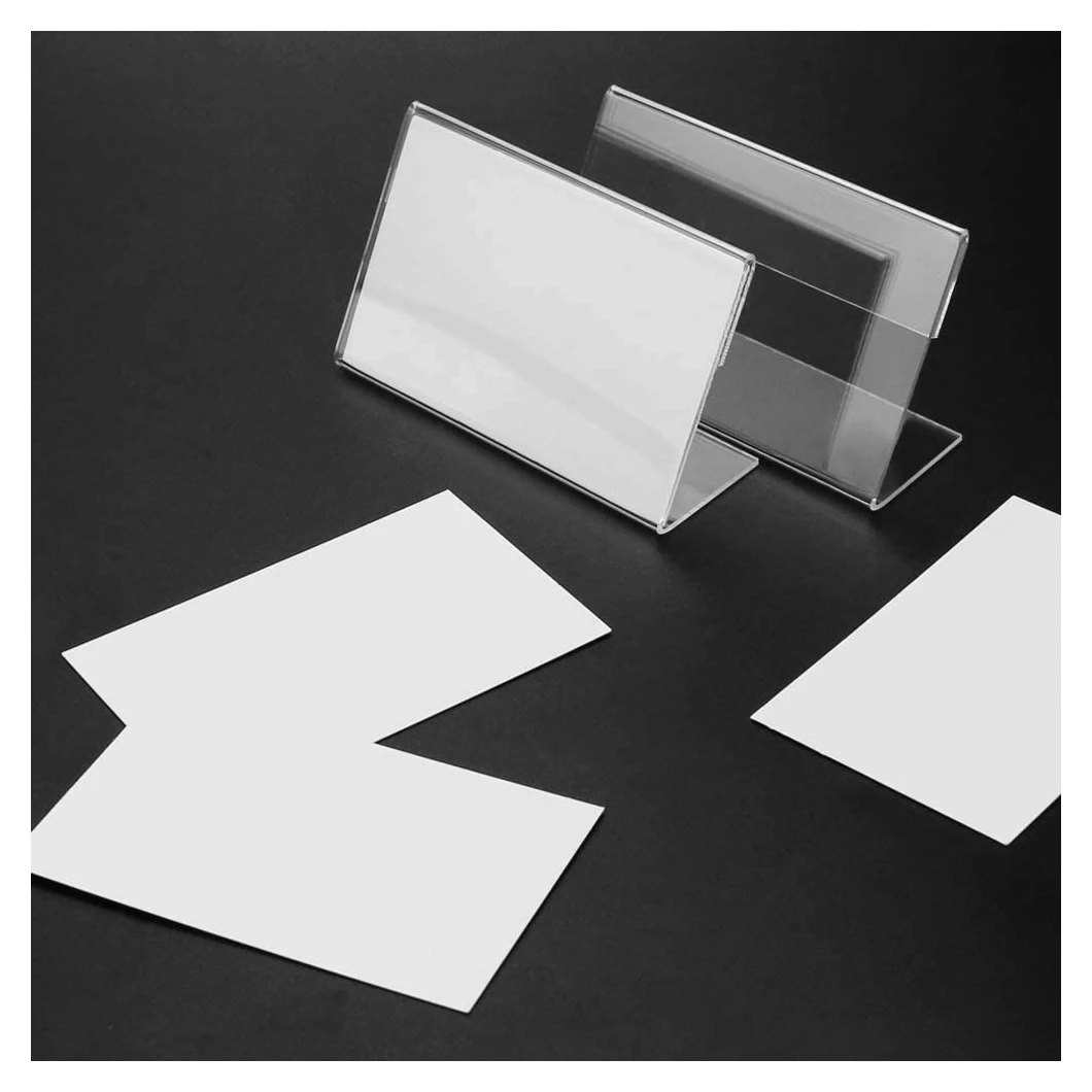 Wholesale L Shape Acrylic Display Stand Custom Name Card Holder Menu Display Stand