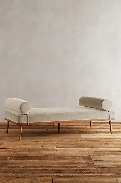 Luxury Linen Fabric sofa bed  chaise lounge recliner Soild Wood Indoor Daybed for Home