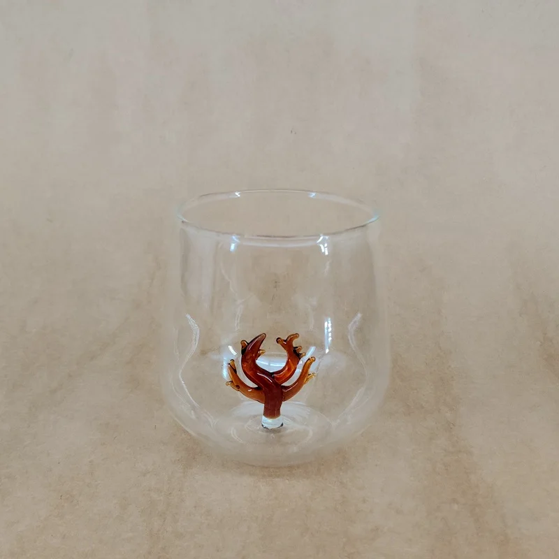 Manufacture Creative Amber Coral Model Cute Glass Water Mug/Drinking Glass Mug/450ml Creative Glass Mug for Online Shops Sale