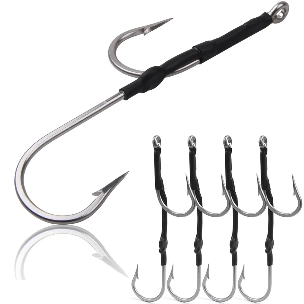 Saltwater Double Hook Rig Stainless Steel Assist Hooks Large Big Game Double Trolling Fishing Hooks for Marlin Shark Tuna