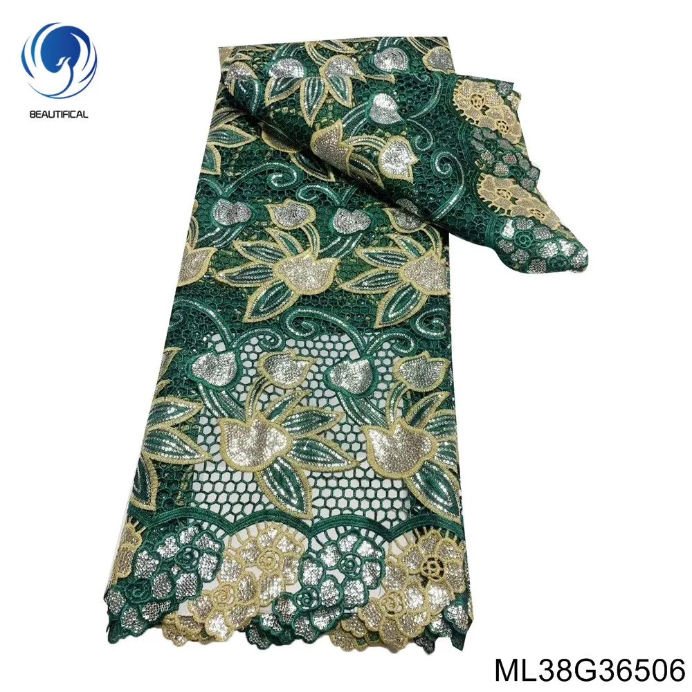Beautifical dress lace materials african polyester guipure lace fabric wholesale bridal wedding cords fabric ML38G365