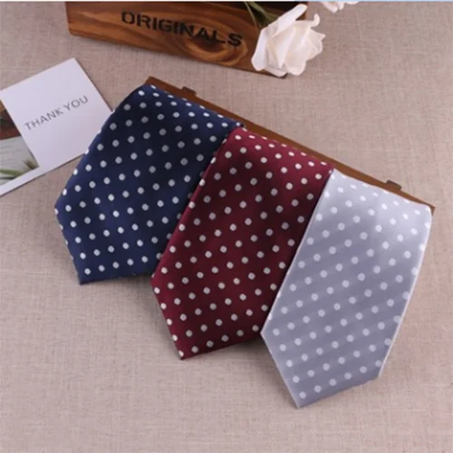 Wholesale  tie polka dot polyester woven fabric ties mens ready fashion ties