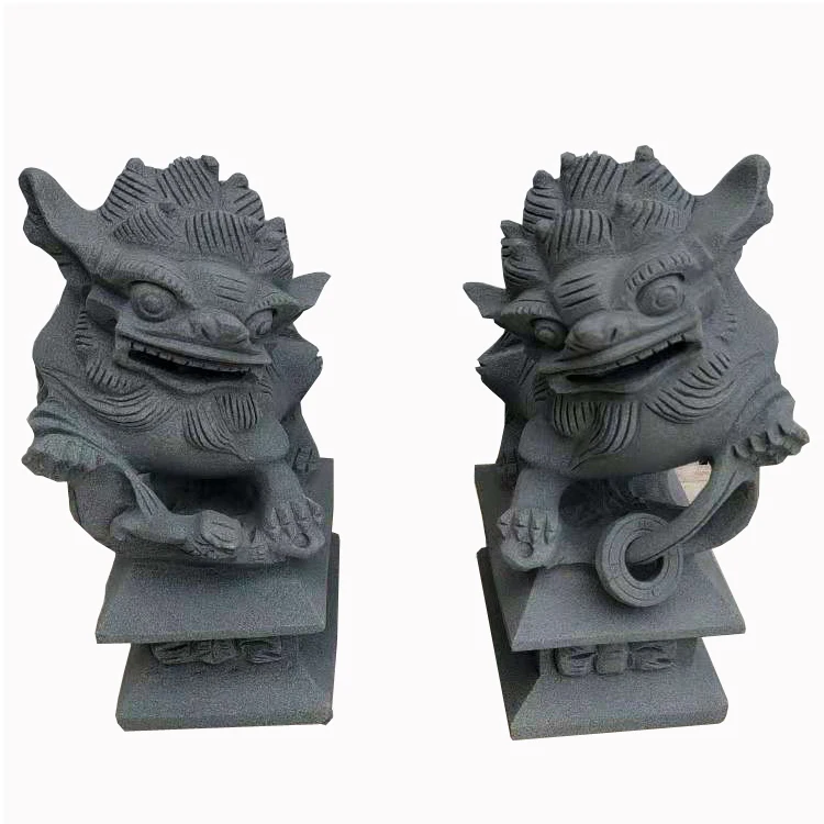 Factory Wholesale Indoor Antique Foo Dogs Small Carvings Green Granite Fu Stone Foo Dog Mini