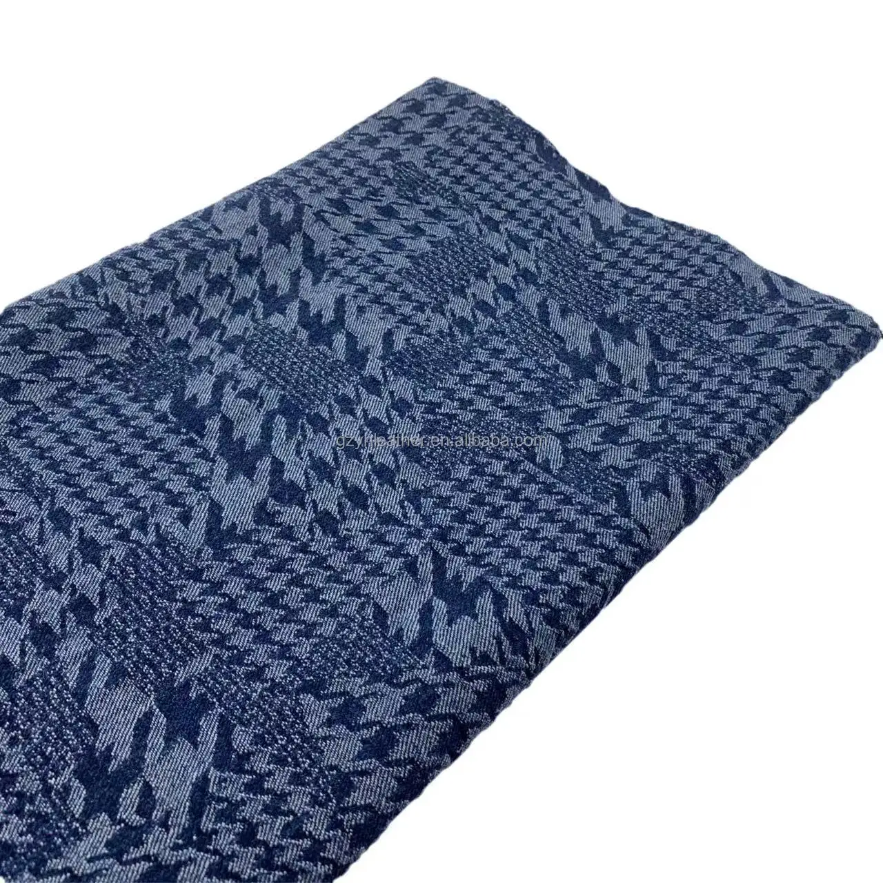 Jacquard Houndstooth Plain Pattern Printed Denim Fabric For Jean Dress  Denim Shirt Bag