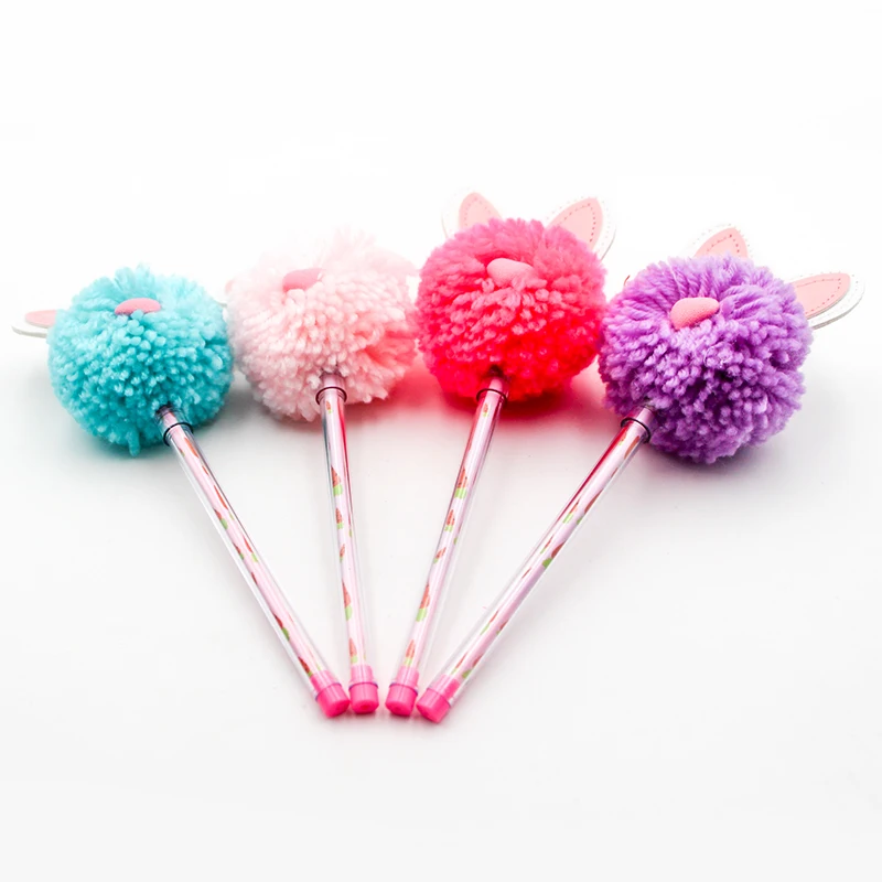 Wholesale Plumas Kawai Festival Decorations Furry Animal Fruit Vegetable Cartoon School Girls Love Pen Point Pen Ball Pen