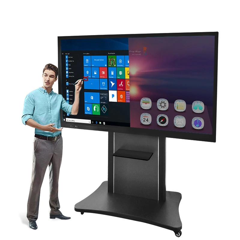 20/40 points touch screen 75 inch wall mounted floor stand smart interactive whiteboard interactive flat panel for education