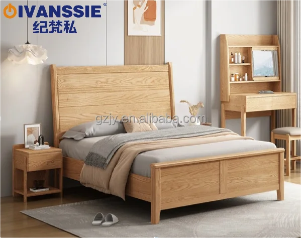 american style luxury antique design bed solid wood queen size bed solid frame with headboard