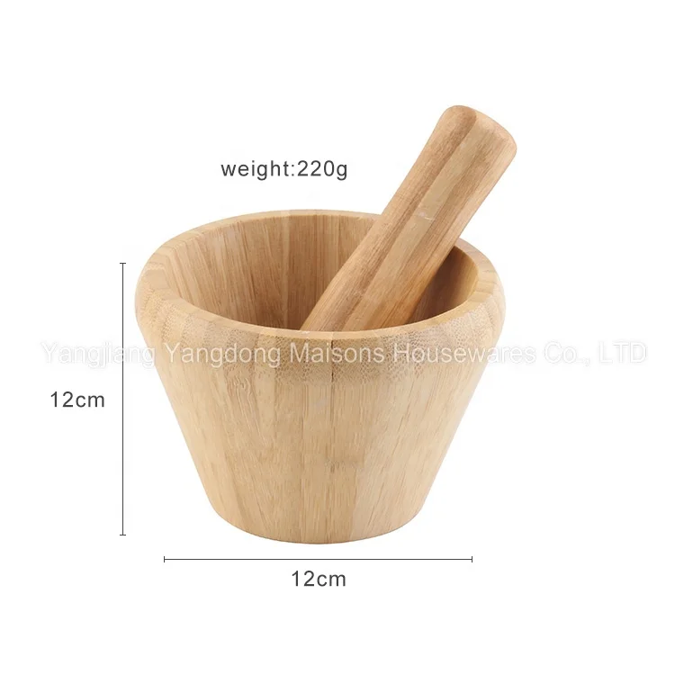 Maisons New Arrival Kitchen Tool Herb Spice Masher Natural Bamboo Mortar and Pestle Set