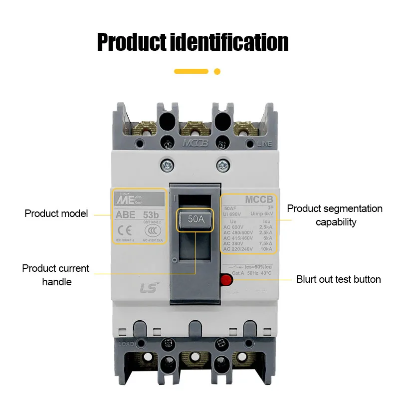 Оптовая продажа Серия LS ABE экономичный MCCB давление магнитный тип три полюса/3P/3 полюса/три полюса