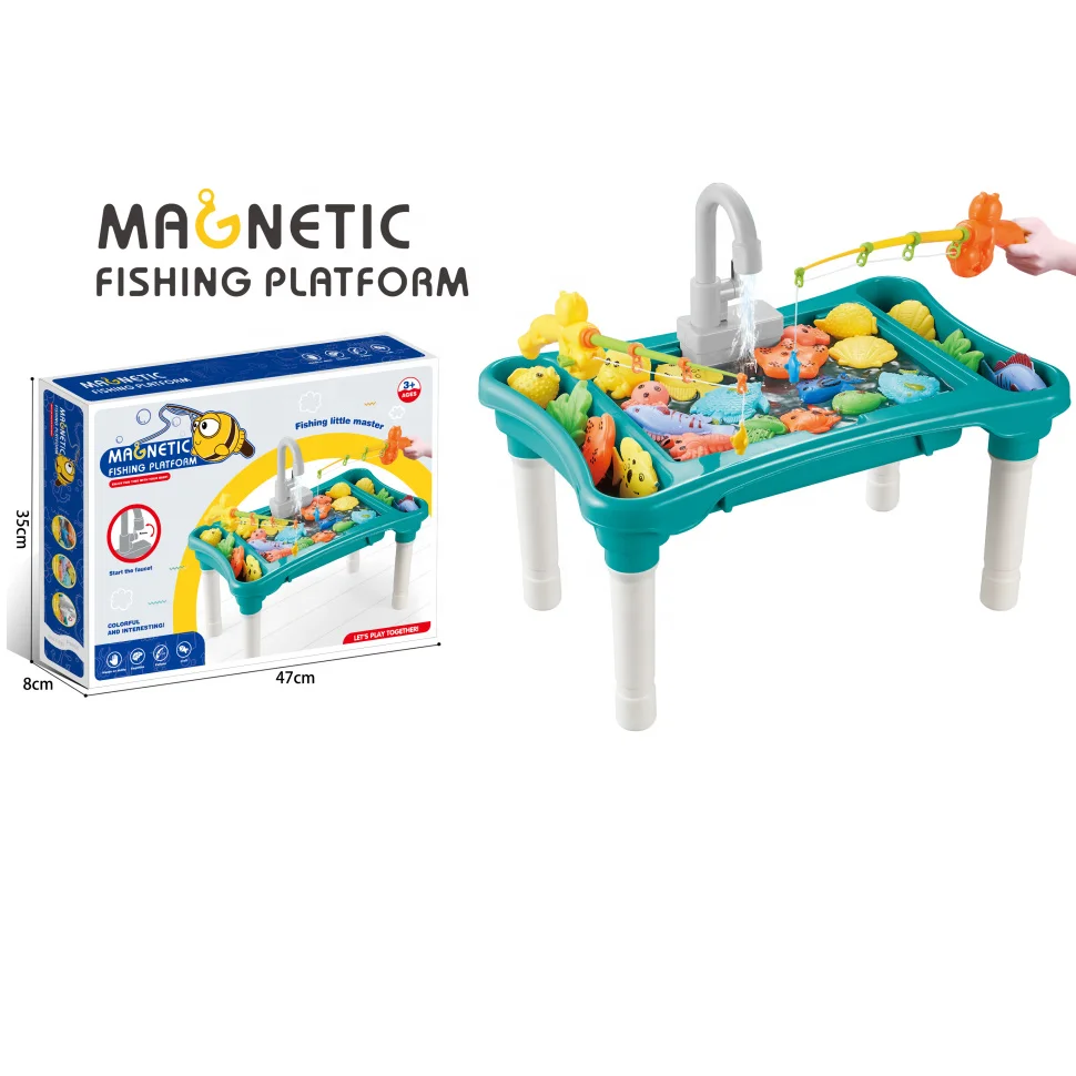 Water Pool Table Manual Kids Magnetic Fishing Toy Play Table Game Toys