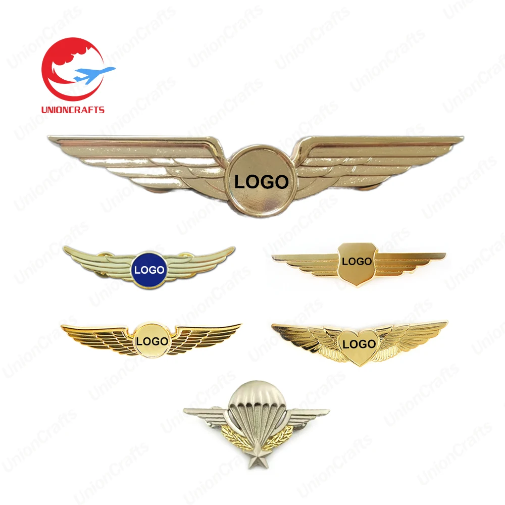 Customized logo 3D airplane airliner lapel pin custom design metal aviation wings pins badge