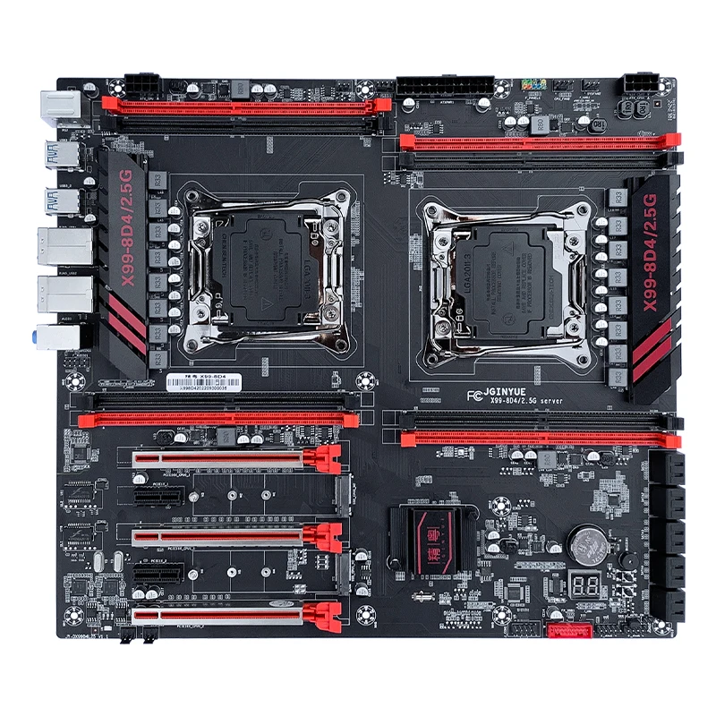 JGINYUE X99 dual CPU motherboard X99-8D4 LGA 2011-3 supports Xeon E5 V3 V4 CPU DDR4 memory eight channels Dual network card