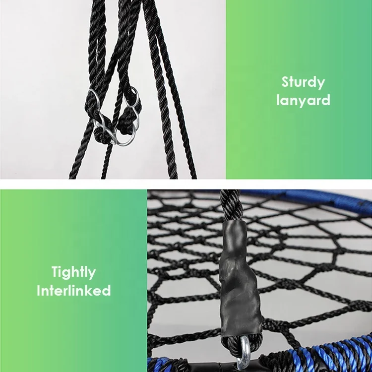 ZHOYA SPORT Spider Web Tree Swing 900D Oxford Platform Swing for Kids Backyard Round Flying Swing with Hanging Ropes Straps