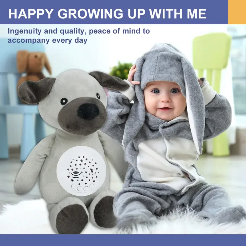 Hot sale dog toys animal electronic projector stuffed plush toy baby toys 2-4 year