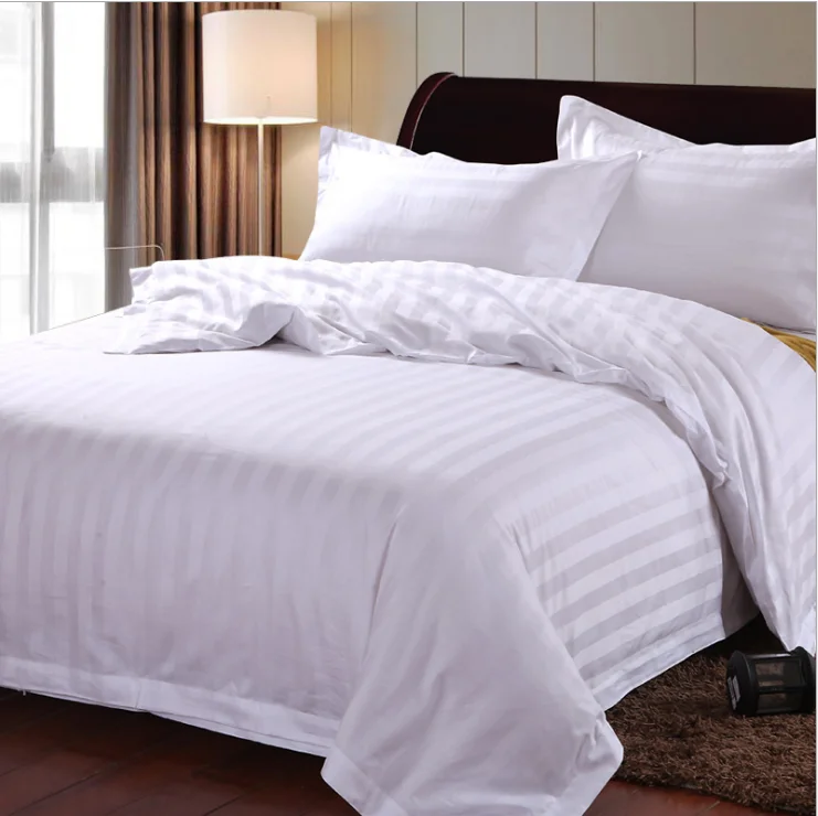 Dubai Hotel 300T Satten Stripe 100% Cotton Hotel Bed Cover Fabric Hotel Bed Sheet 100-150cm Per Roll