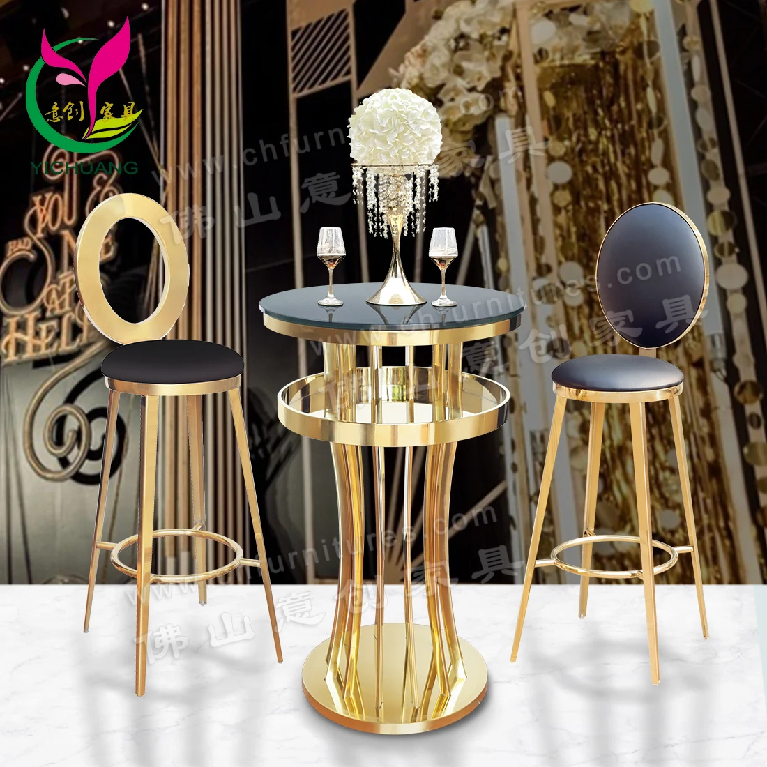 Fashion Light Luxury Bar Cafe Glass Table Stainless Steel