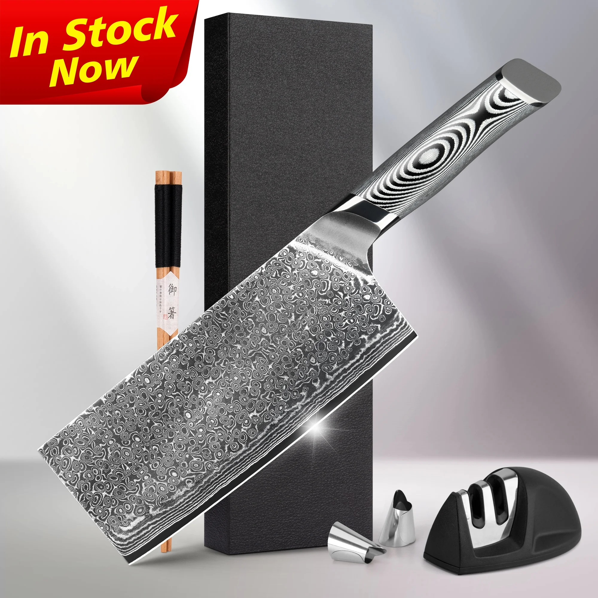 Grey G10 Handle USA hot selling 67layer vg10 damascus steel knives chinese kitchen chopper knife with gift box