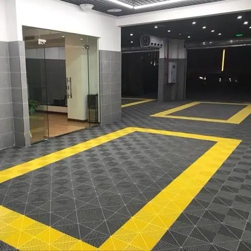 Non-Slip Interlocking Plastic Garage Floor Mat Garage Organization & Garage Storage Vented Midnight Black