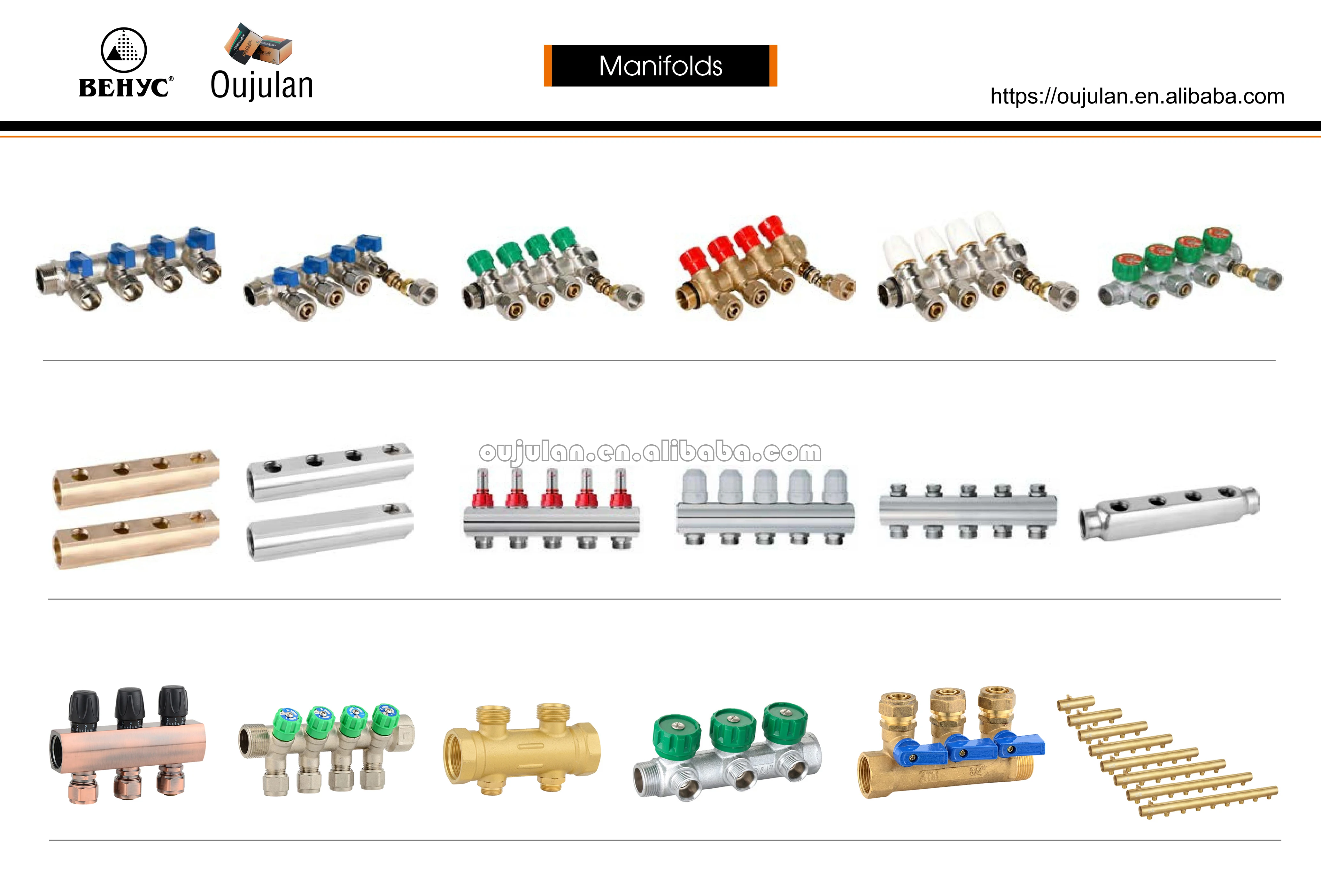 Stainless Steel Radiant Manifolds 2-12 ways Water Distribution underfloor heating system Manifolds