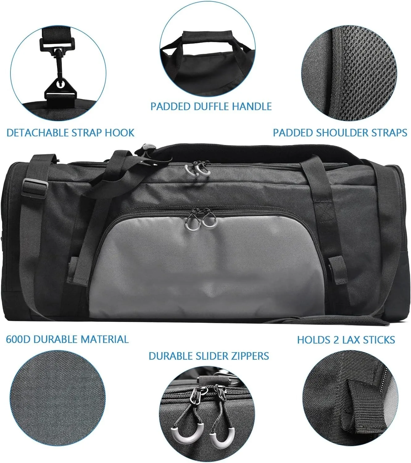Wholesales New Design ODM OEM Black Nylon Lacrosse Equipment Bag Field Hockey Bag